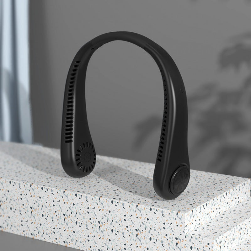 "Portable Bladeless Neck Fan with Digital Display | 3-Speed Hands-Free Cooling"