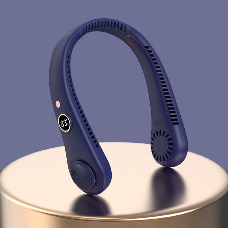 "Portable Bladeless Neck Fan with Digital Display | 3-Speed Hands-Free Cooling"