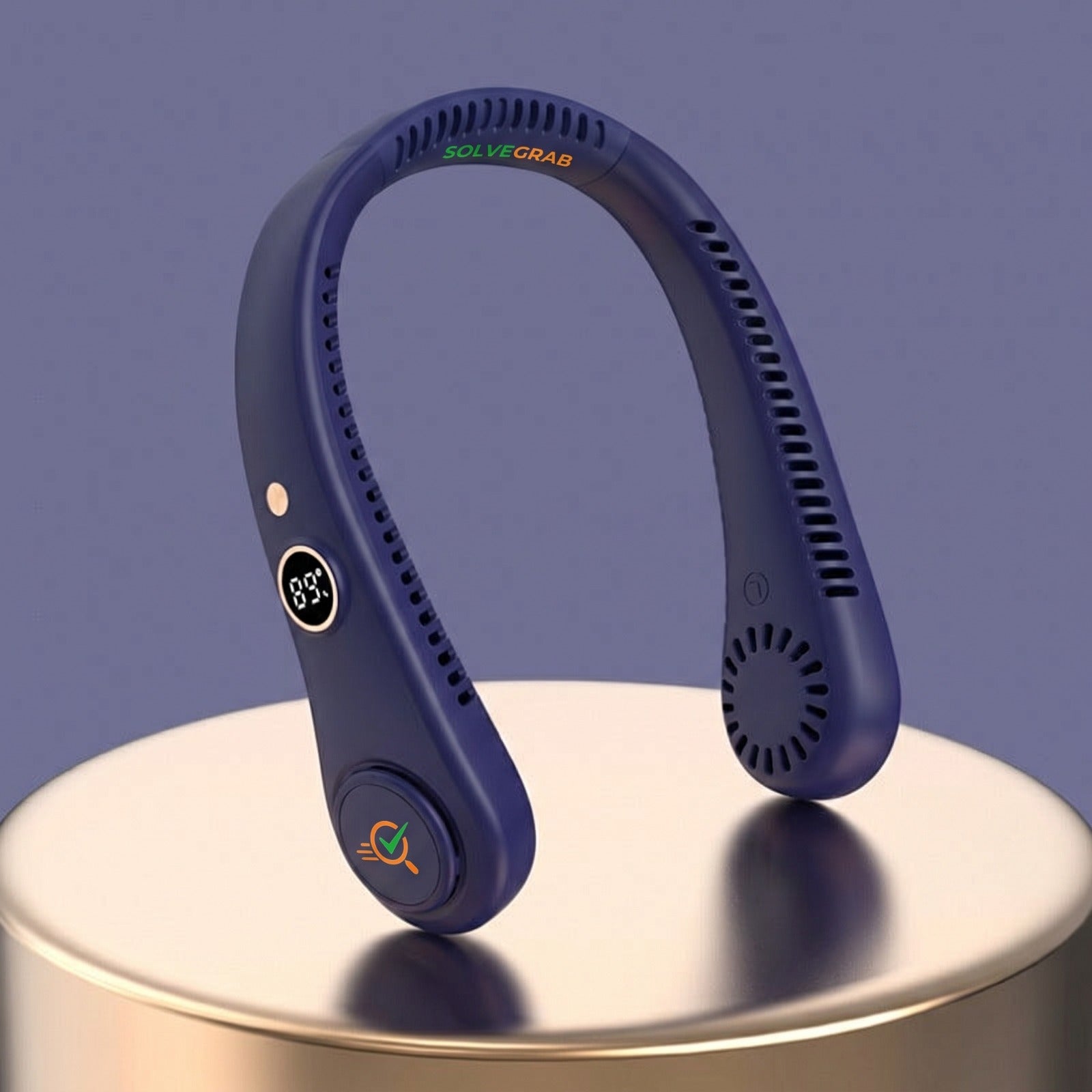 "Portable Bladeless Neck Fan with Digital Display | 3-Speed Hands-Free Cooling"