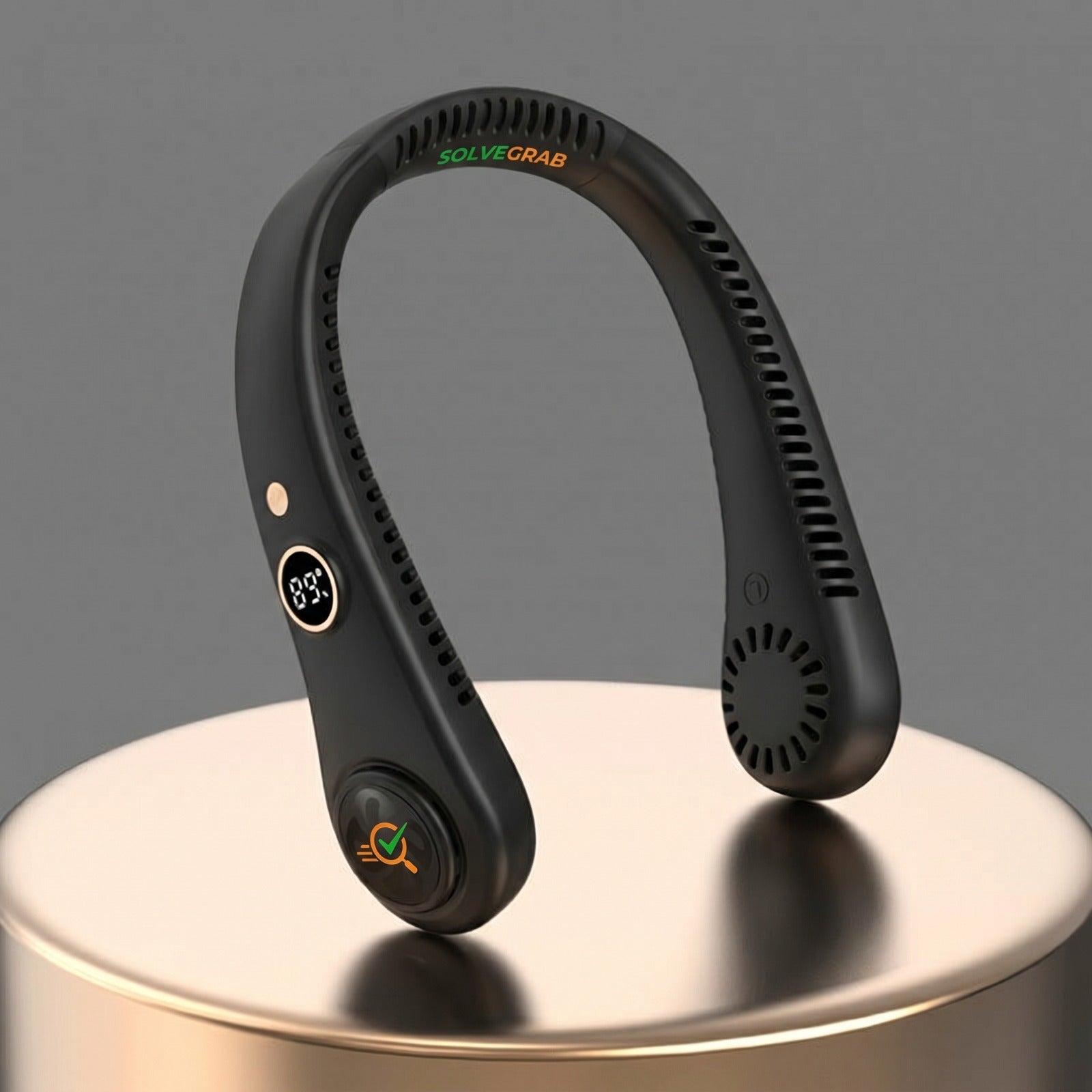 "Portable Bladeless Neck Fan with Digital Display | 3-Speed Hands-Free Cooling"